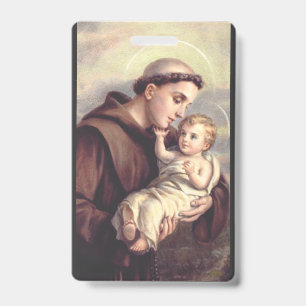 Saint Anthony of Padua Patron of Lost Things ID Badge