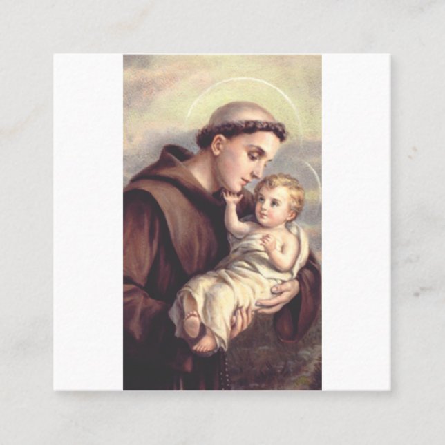 Saint Anthony of Padua Patron of Lost Things Square Business Card (Front)