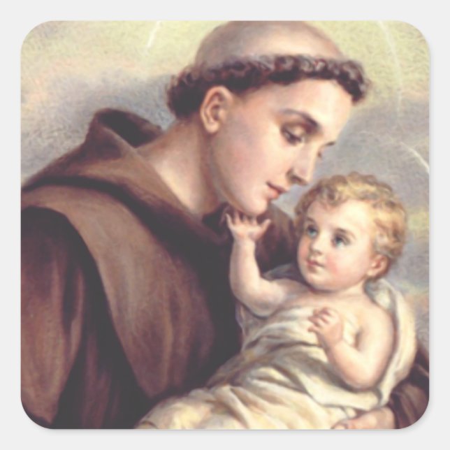 Saint Anthony of Padua Patron of Lost Things Square Sticker (Front)