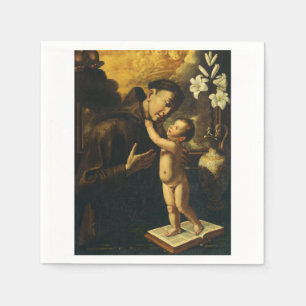 Saint Anthony of Padua with Baby Jesus Napkin