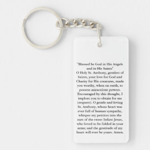 Saint Anthony Prayer and image on Keychain