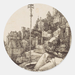 Saint Anthony Reading by Albrecht Durer Classic Round Sticker