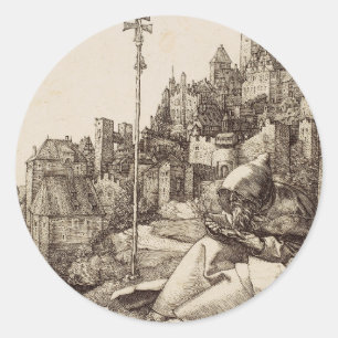 Saint Anthony Reading by Albrecht Durer Classic Round Sticker
