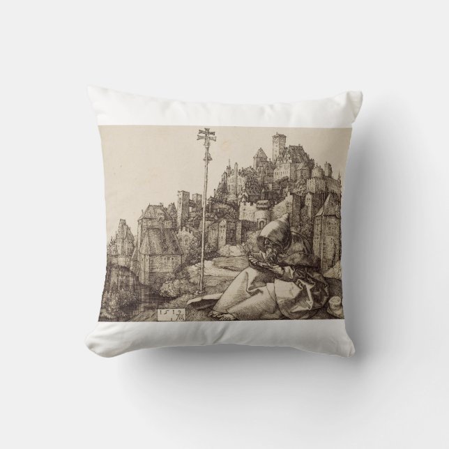 Saint Anthony Reading by Albrecht Durer Cushion (Front)
