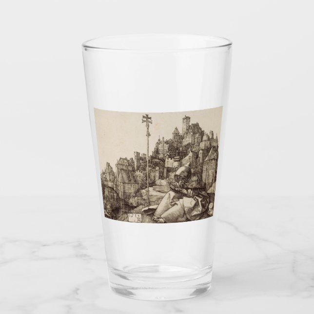 Saint Anthony Reading by Albrecht Durer Glass (Front)