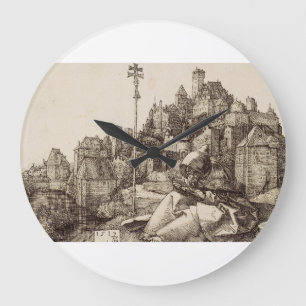 Saint Anthony Reading by Albrecht Durer Large Clock