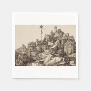 Saint Anthony Reading by Albrecht Durer Napkin