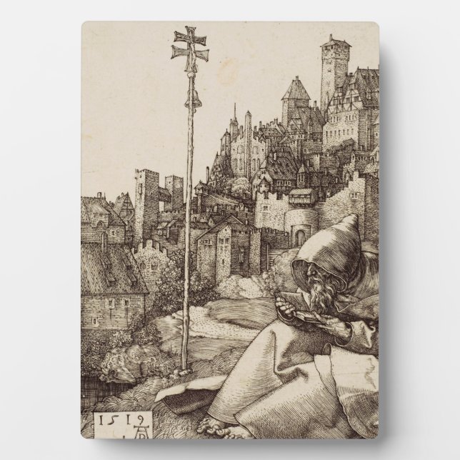 Saint Anthony Reading by Albrecht Durer Plaque (Front)