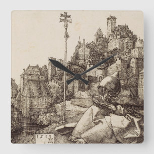 Saint Anthony Reading by Albrecht Durer Square Wall Clock
