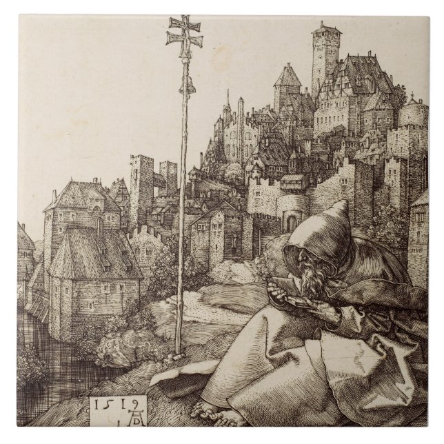 Saint Anthony Reading by Albrecht Durer Tile (Front)