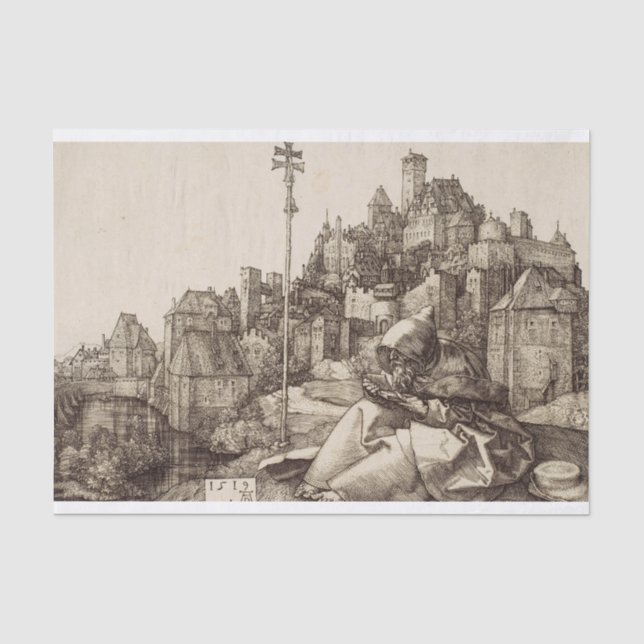 Saint Anthony Reading by Albrecht Durer Tissue Paper (Front)