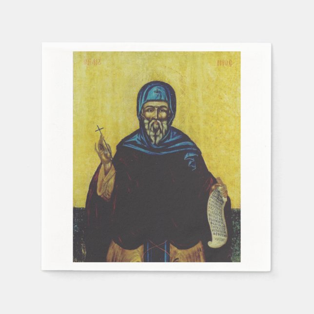 Saint Anthony the Great Icon of Wisdom and Desert  Napkin (Front)
