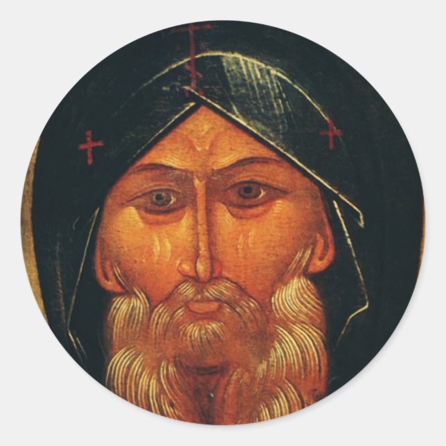 Saint Anthony the Great Orthodox Fine Art Classic Round Sticker (Front)