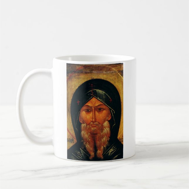 Saint Anthony the Great Orthodox Fine Art Coffee Mug (Left)