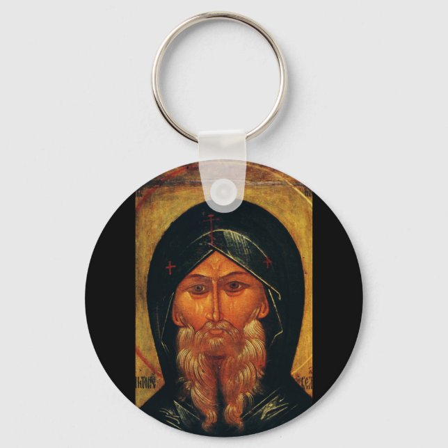 Saint Anthony the Great Orthodox Fine Art Key Ring (Front)