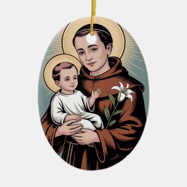 Saint Anthony, the kindest of saints Ceramic Tree Decoration (Front)