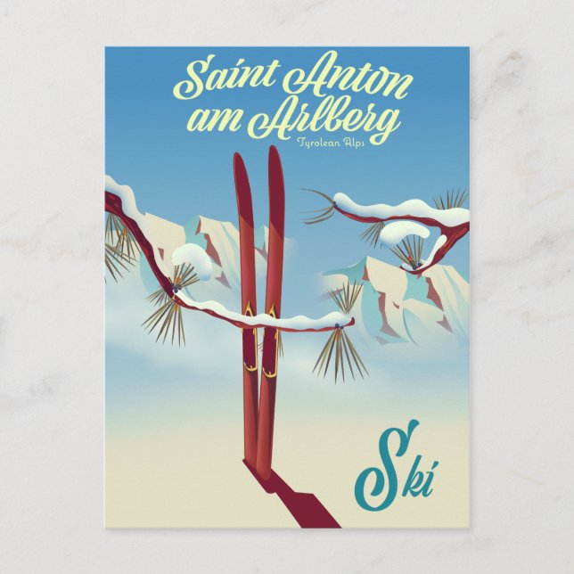 Saint Anton am Arlberg, Tyrolean Alps, Austria Ski Postcard (Front)