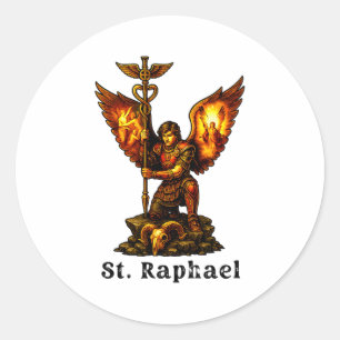 Saint Archangel Raphael Christian Art Faith Classic Round Sticker