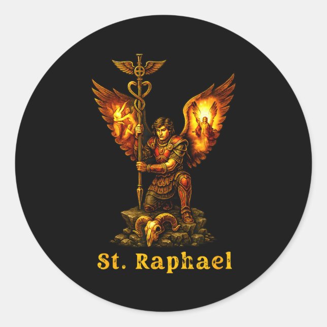 Saint Archangel Raphael Christian Art Faith  Classic Round Sticker (Front)