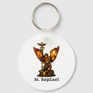 Saint Archangel Raphael Christian Art Faith Key Ring