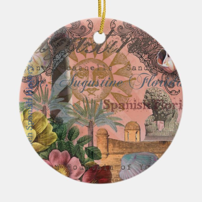 saint augustine florida travel antique art ceramic tree decoration (Front)