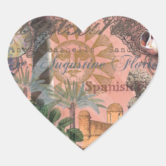 saint augustine florida travel antique art heart sticker (Front)