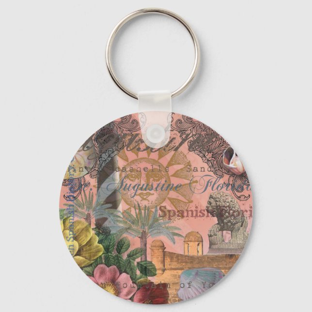 saint augustine florida travel antique art key ring (Front)