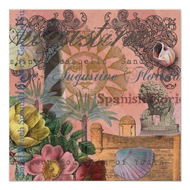 saint augustine florida travel antique art poster (Front)