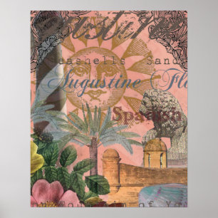 saint augustine florida travel antique art poster