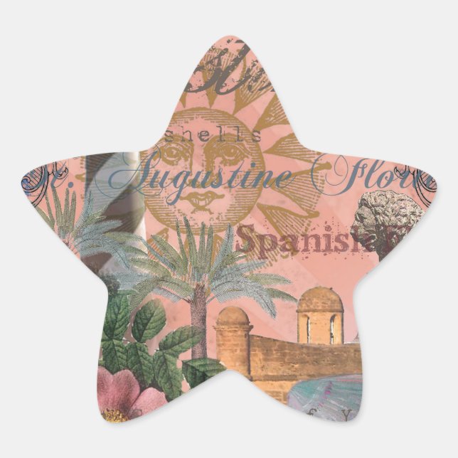 saint augustine florida travel antique art star sticker (Front)