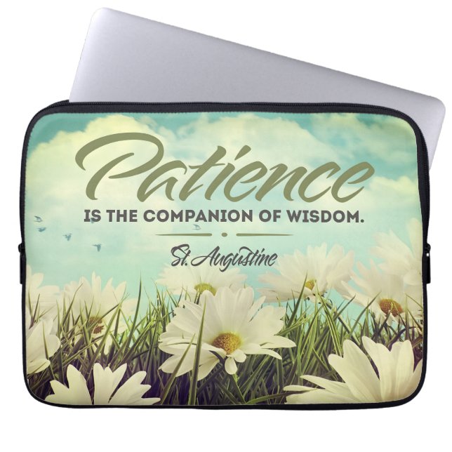 Saint Augustine Inspirational Quote "Patience" Laptop Sleeve (Front)