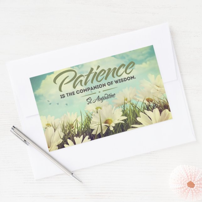 Saint Augustine Inspirational Quote "Patience" Rectangular Sticker (Envelope)