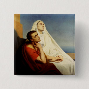 Saint Augustine & Saint Monica Art Print 15 Cm Square Badge
