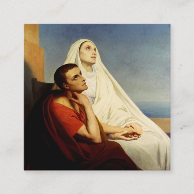 Saint Augustine & Saint Monica Art Print Square Business Card (Front)