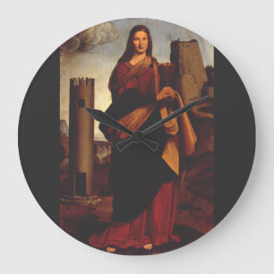 Saint Barbara by Giovanni Antonio Boltraffio Large Clock