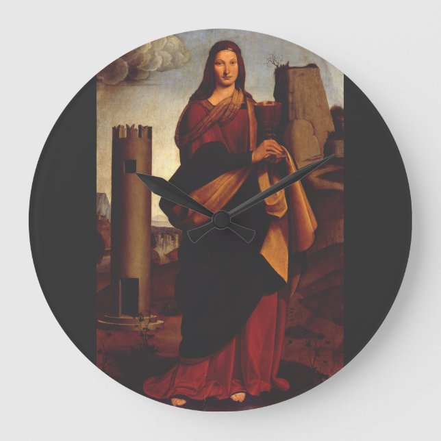 Saint Barbara by Giovanni Antonio Boltraffio Large Clock (Front)