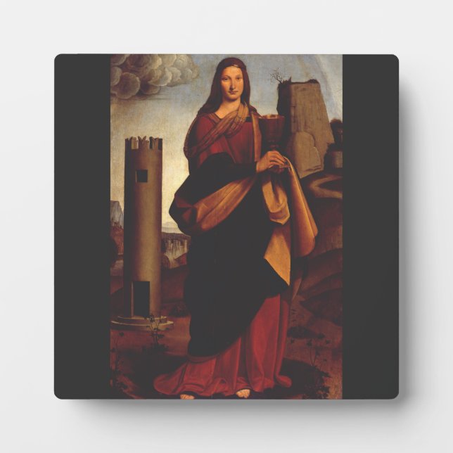 Saint Barbara by Giovanni Antonio Boltraffio Plaque (Front)