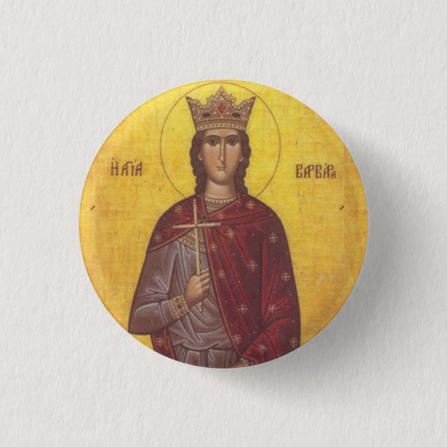 Saint Barbara Icon 3 Cm Round Badge (Front)