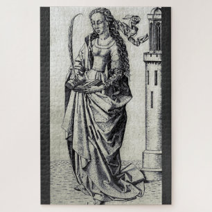 Saint Barbara of the Tower Sacred Graphic Art Jigsaw Puzzle