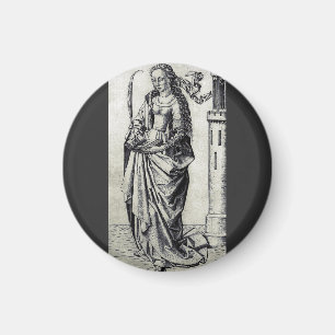 Saint Barbara of the Tower Sacred Graphic Art Magnet