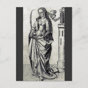 Saint Barbara of the Tower Sacred Graphic Art Postcard