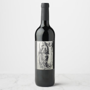 Saint Barbara of the Tower Sacred Graphic Art Wine Label