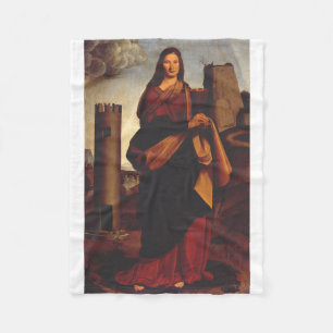 Saint Barbara Sacred Icon Graphic Art Fleece Blanket