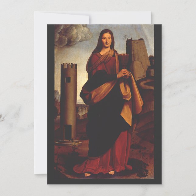 Saint Barbara Sacred Icon Graphic Art Invitation (Front)