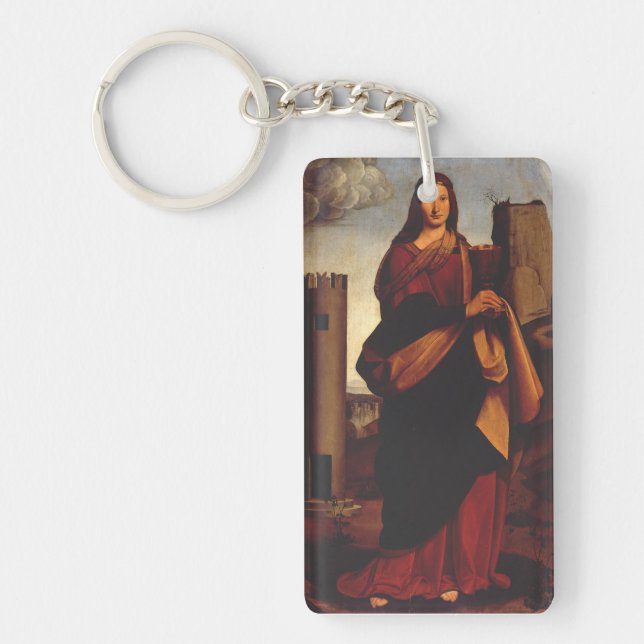 Saint Barbara Sacred Icon Graphic Art Key Ring (Front)