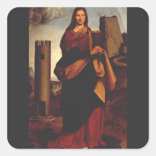 Saint Barbara Sacred Icon Graphic Art Square Sticker