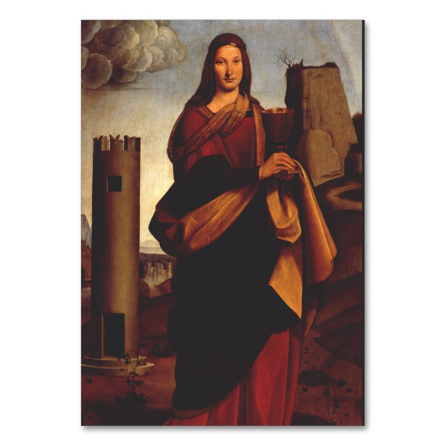 Saint Barbara Sacred Icon Graphic Art Table Number (Front)
