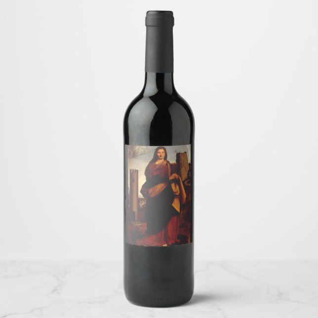 Saint Barbara Sacred Icon Graphic Art Wine Label (Front)