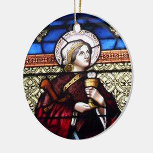 Saint Barbara Stained Glass Window Ceramic Tree Decoration