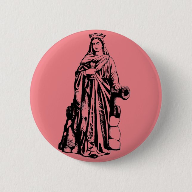 Saint Barbara the Great Martyr Sacred Graphic Art 6 Cm Round Badge (Front)